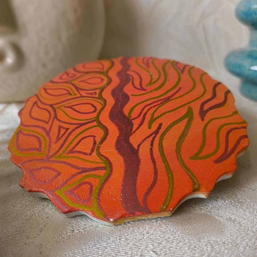 Coaster Orange Pattern - Cemented
