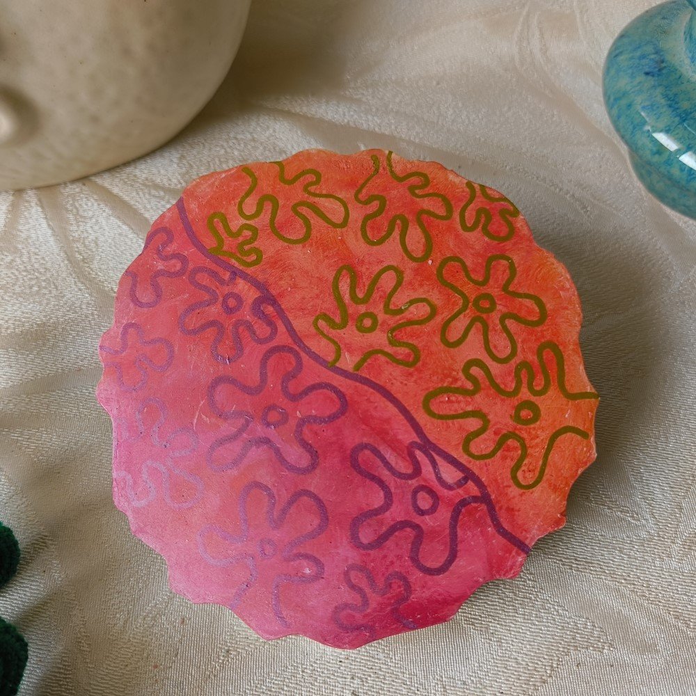 Coaster Pink Orange Pattern - Cemented