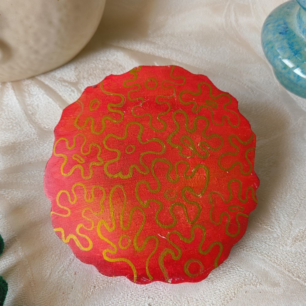 Coaster Deep Orange Pattern - Cemented