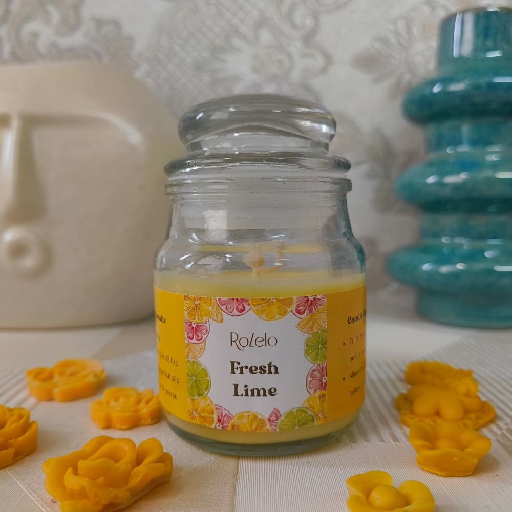 Fresh Lime Scented Candle in Glass Lid Jar